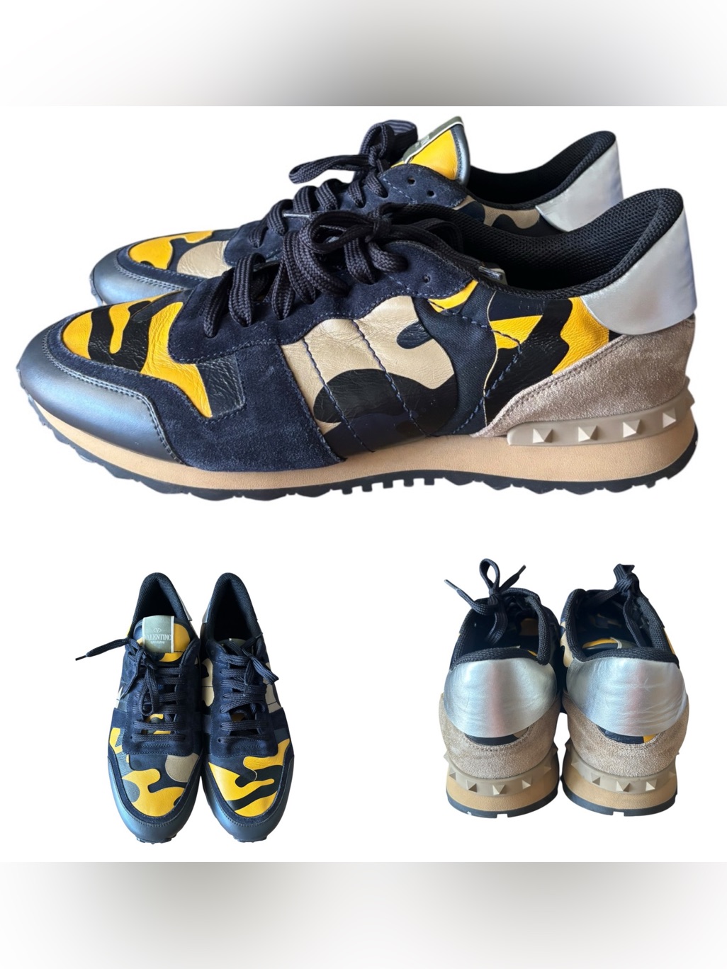 Valentino Rockrunner Sneakers - Blue Yellow Camo - Sz 46